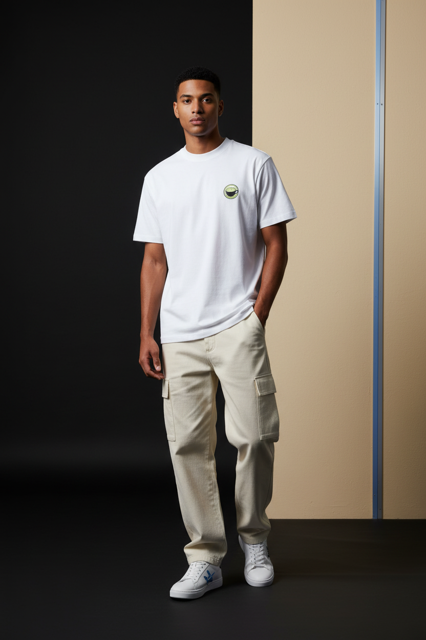 Male model wearing the MATCHA Unisex oversized T-shirt