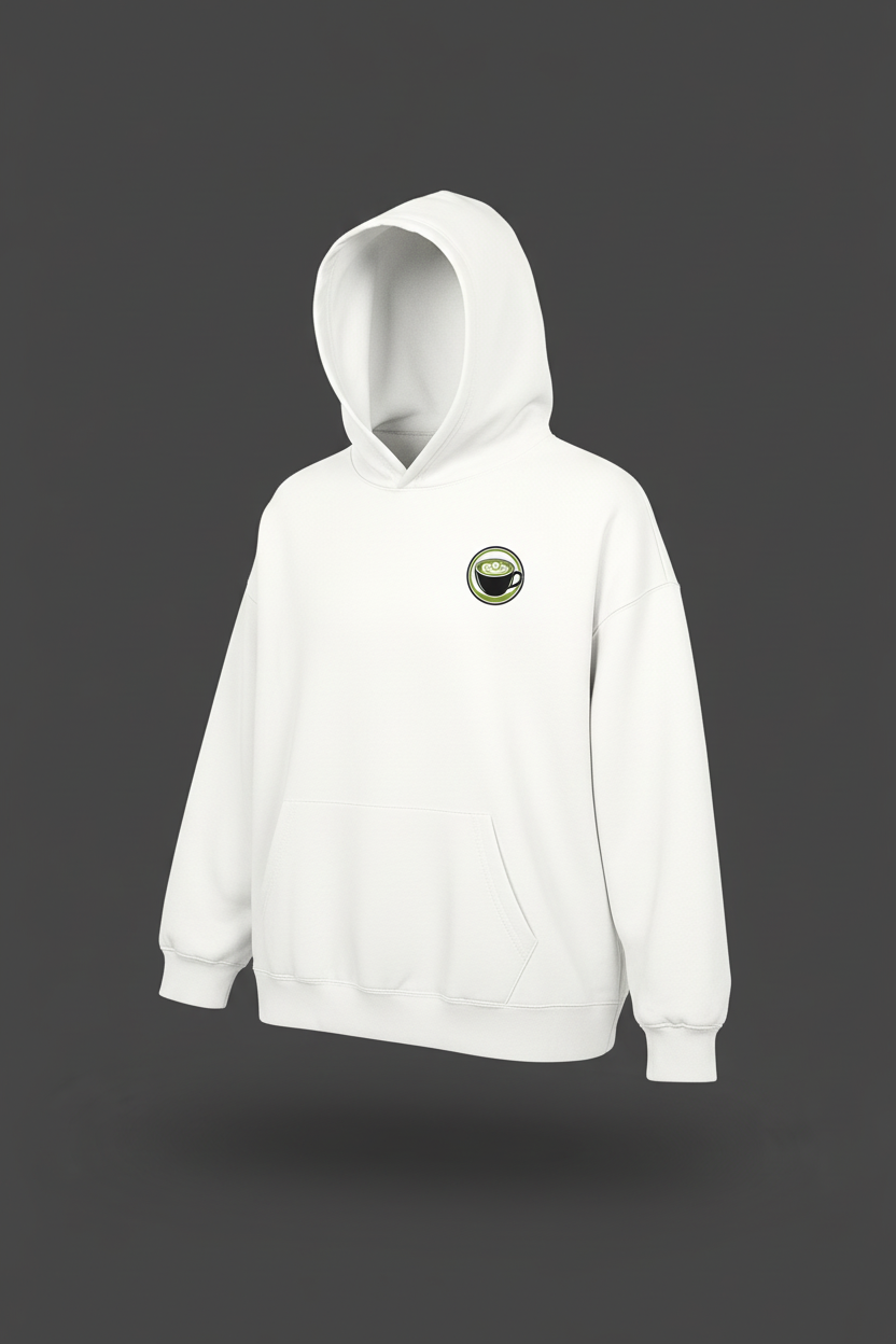 Matcha Heavyweight Pullover Hoodie shown at a slight angle in a premium studio setting